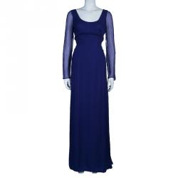 Pre Owned Saint Laurent Paris Purple Long Sleeve Gown M