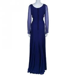 Pre Owned Saint Laurent Paris Purple Long Sleeve Gown M