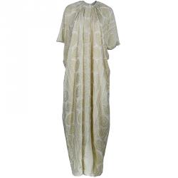 Pre Owned Saint Laurent Paris Gold Polka Dot Long Dress M