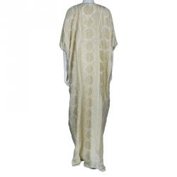 Pre Owned Saint Laurent Paris Gold Polka Dot Long Dress M