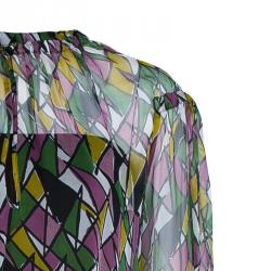 Saint Laurent Paris Multicolor Printed Sheer Top M