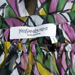 Saint Laurent Paris Multicolor Printed Sheer Top M