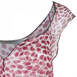 Pre Owned فستان سان لوران باريس أحمر وأبيض بلا أكمام L