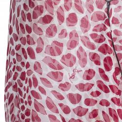 Pre Owned فستان سان لوران باريس أحمر وأبيض بلا أكمام L