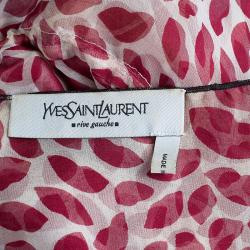 Pre Owned فستان سان لوران باريس أحمر وأبيض بلا أكمام L