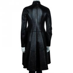 Pre Owned Saint Laurent Paris Black Leather & Shearling Reversible Coat S