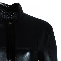 Pre Owned Saint Laurent Paris Black Leather & Shearling Reversible Coat S