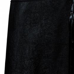 Pre Owned Saint Laurent Paris Black Leather & Shearling Reversible Coat S