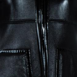 Pre Owned Saint Laurent Paris Black Leather & Shearling Reversible Coat S