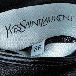 Pre Owned Saint Laurent Paris Black Leather & Shearling Reversible Coat S