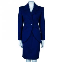 Saint Laurent Paris Vintage Cobalt Skirt Suit L