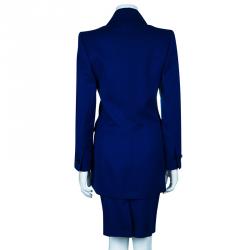 Saint Laurent Paris Vintage Cobalt Skirt Suit L