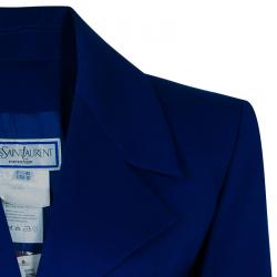 Saint Laurent Paris Vintage Cobalt Skirt Suit L