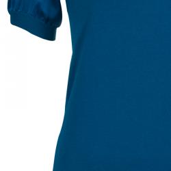 مملوكة مسبقًا Saint Laurent Paris Turquoise Wool and Silk Short Sleeve Sweater S