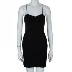 Pre Owned فستان سان لوران باريس حمالة رفيعة كورسيه أسود S