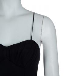 Pre Owned فستان سان لوران باريس حمالة رفيعة كورسيه أسود S