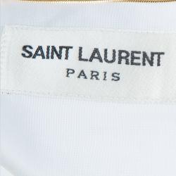 Saint Laurent Paris White Embroidered Yoke Detail Long Sleeve Cotton Dress M