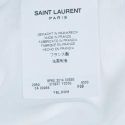 Saint Laurent Paris White Embroidered Yoke Detail Long Sleeve Cotton Dress M