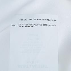 Saint Laurent Paris White Embroidered Yoke Detail Long Sleeve Cotton Dress M