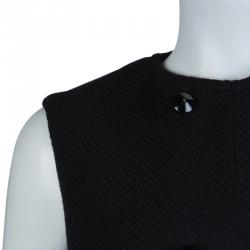 Saint Laurent Black Wool Sleeveless Belted Coat S