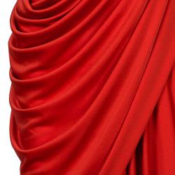 مملوكة مسبقًا Saint Laurent Paris Red Lapel Detail Draped Sleeveless Dress S