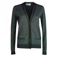 Saint Laurent Paris Multicolor Lurex Knit Long Sleeve Buttondown Cardigan L