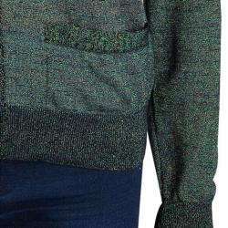 Saint Laurent Paris Multicolor Lurex Knit Long Sleeve Buttondown Cardigan L