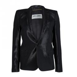 Saint Laurent Paris Shiny Black Lurex Blazer S
