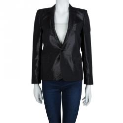 Saint Laurent Paris Shiny Black Lurex Blazer S