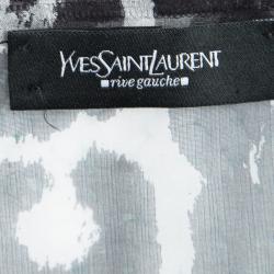 Saint Laurent Paris Monochrome Leopard Printed Silk Kaftan Top L