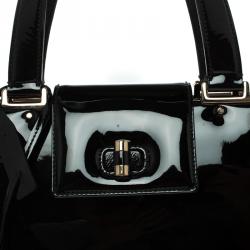 Pre Owned حقيبة سان لوران باريس أبتاون جلد أسود لامع كبيرة