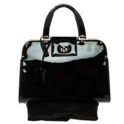 Pre Owned حقيبة سان لوران باريس أبتاون جلد أسود لامع كبيرة