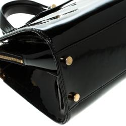 Pre Owned حقيبة سان لوران باريس أبتاون جلد أسود لامع كبيرة