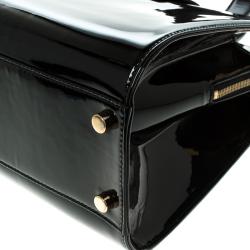 Pre Owned حقيبة سان لوران باريس أبتاون جلد أسود لامع كبيرة