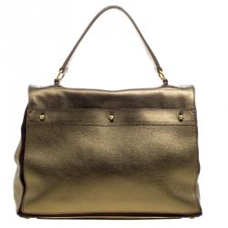 Pre Owned Saint Laurent Paris Gold Leather Large Muse Two Satchel