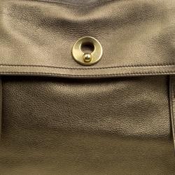 Pre Owned Saint Laurent Paris Gold Leather Large Muse Two Satchel