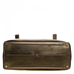 Pre Owned Saint Laurent Paris Gold Leather Large Muse Two Satchel