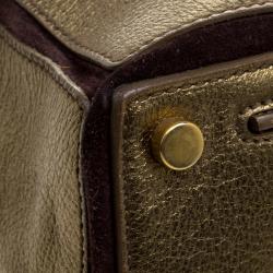 Pre Owned Saint Laurent Paris Gold Leather Large Muse Two Satchel