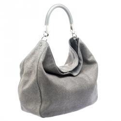 Pre Owned Saint Laurent Paris Grey Stingray Embossed Leather Roady Hobo