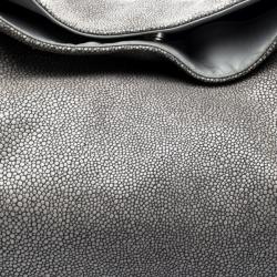 Pre Owned Saint Laurent Paris Grey Stingray Embossed Leather Roady Hobo