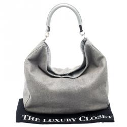 Pre Owned Saint Laurent Paris Grey Stingray Embossed Leather Roady Hobo