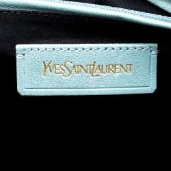 Pre Owned Saint Laurent Paris Light Blue Leather Small Cabas Chyc Satchel
