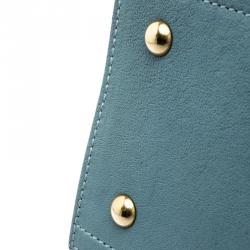 Pre Owned Saint Laurent Paris Light Blue Leather Small Cabas Chyc Satchel