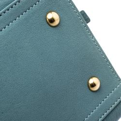 Pre Owned Saint Laurent Paris Light Blue Leather Small Cabas Chyc Satchel