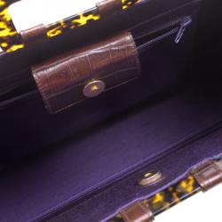 Pre Owned حقيبة سان لوران باريس فينتدج جلد نقشة الثعبان بني بيد علوية