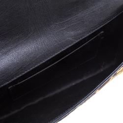 مملوكة مسبقًا Saint Laurent Paris Brown/Black Leopard Print Calf Hair Large Chyc Clutch
