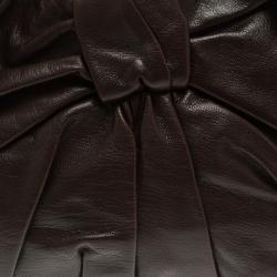 Saint Laurent Paris Dark Brown Pleated Leather Hobo