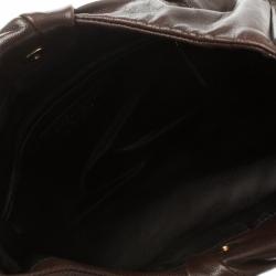 Saint Laurent Paris Dark Brown Pleated Leather Hobo