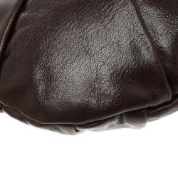 Saint Laurent Paris Dark Brown Pleated Leather Hobo