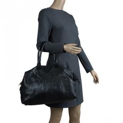 Saint Laurent Paris Black Glazed Leather Medium Easy Y Bag
